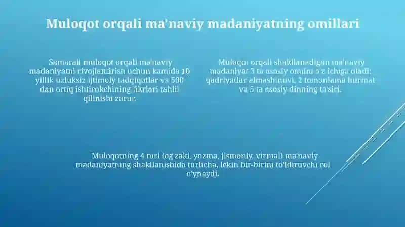 Muloqot asosida ma'naviy ma'daniyatni shakillantirish mezonlari va omillari 4