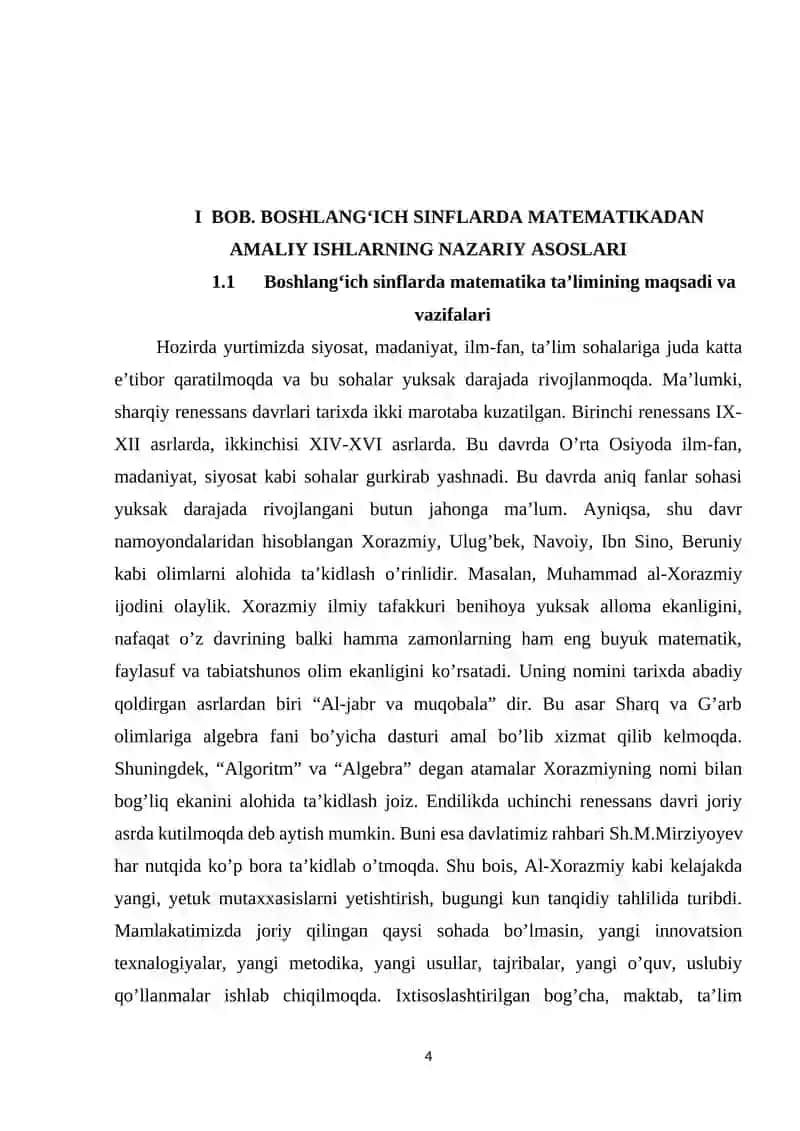 Boshlang'ich sinflarda matematikadan amaliy ishlar 4