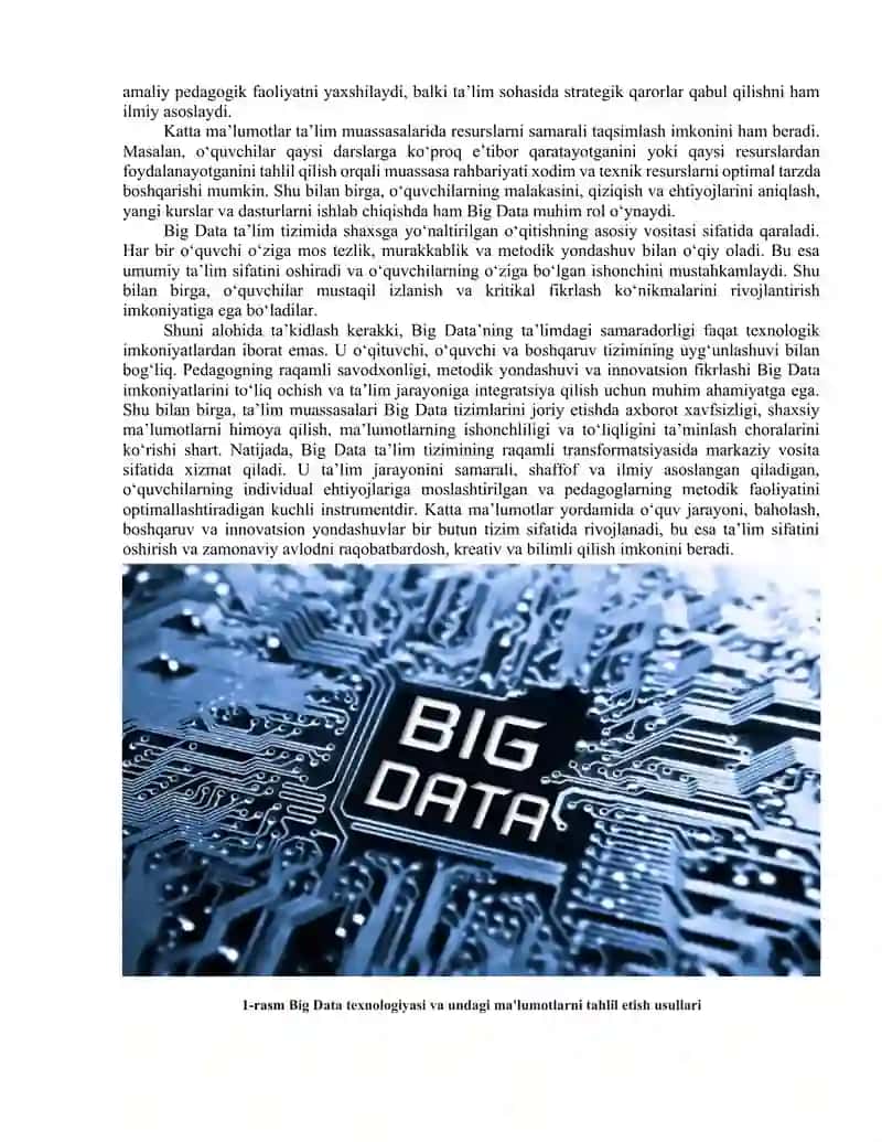 Big Data va katta hajmdagi ma’lumotlarni tashkil qilishning ta’limdagi imkoniyatlari 4