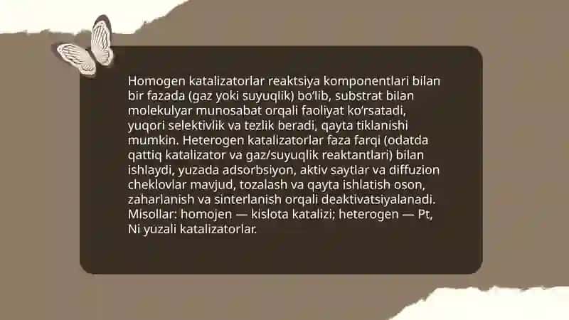 Katalizator reaksiyalari.Fermentativ kataliz 4