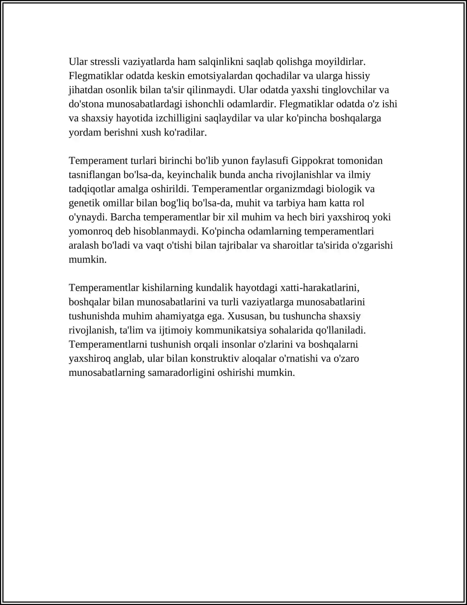 SHAXSNING PSIXOLOGIK XUSUSIYATLARI. TEMPERAMENT 4