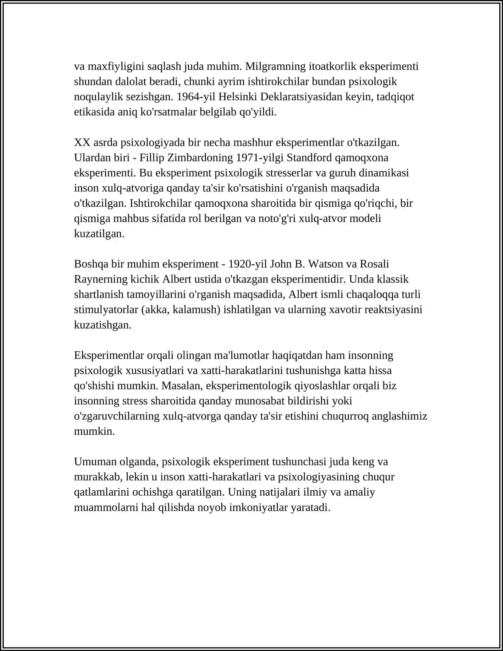 PSIXOLOGIK EKSPERIMENT VAZIYATI VA ESTETIKASI 4