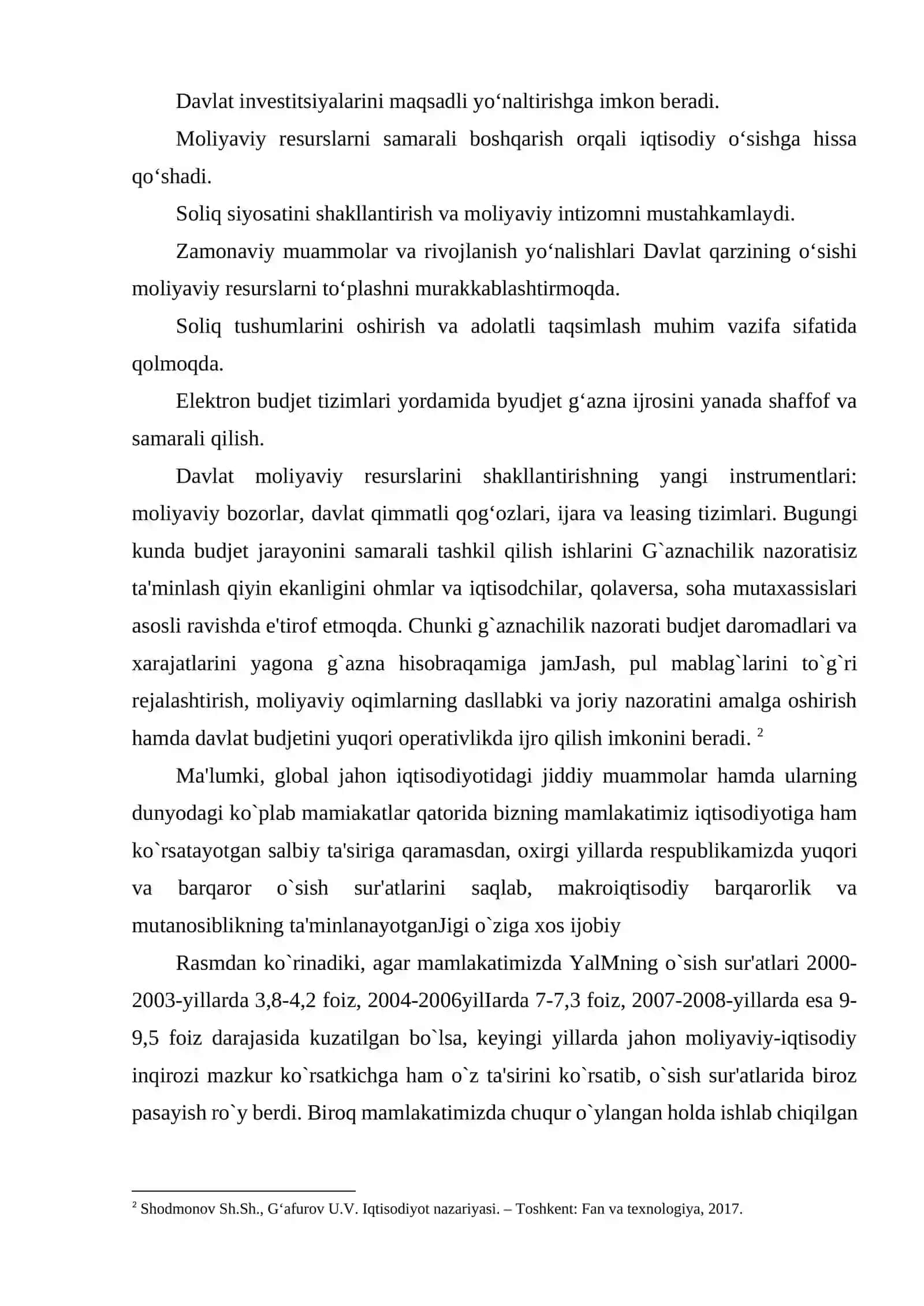 BUDJET GʻAZNA IJROSI SHAROITIDA DAVLAT MOLIYAVIY RESURSLARINI SHAKLLANTIRISH 4