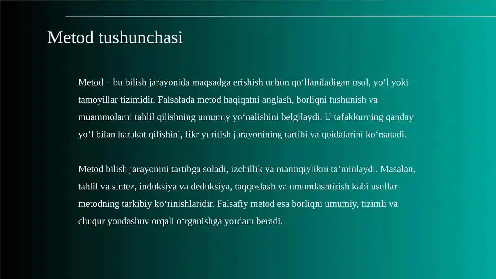 Falsafaning metod,qonun va kategoriyalari haqida 4