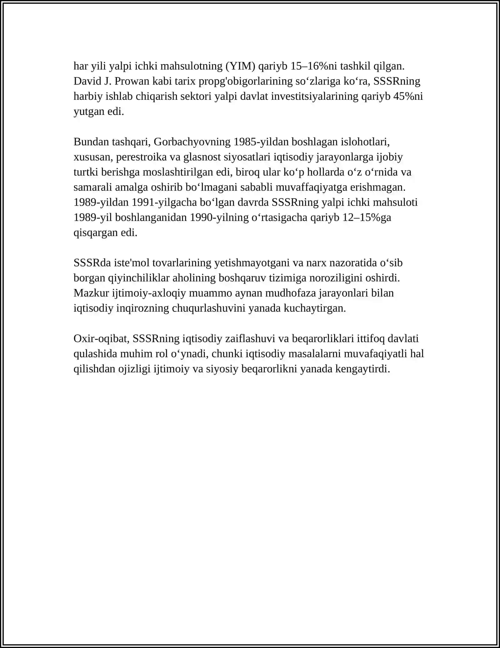MUSTAQIL ISH Mavzu: SOVET DAVLATINING TANAZZULGA YUZ TUTISHI 4