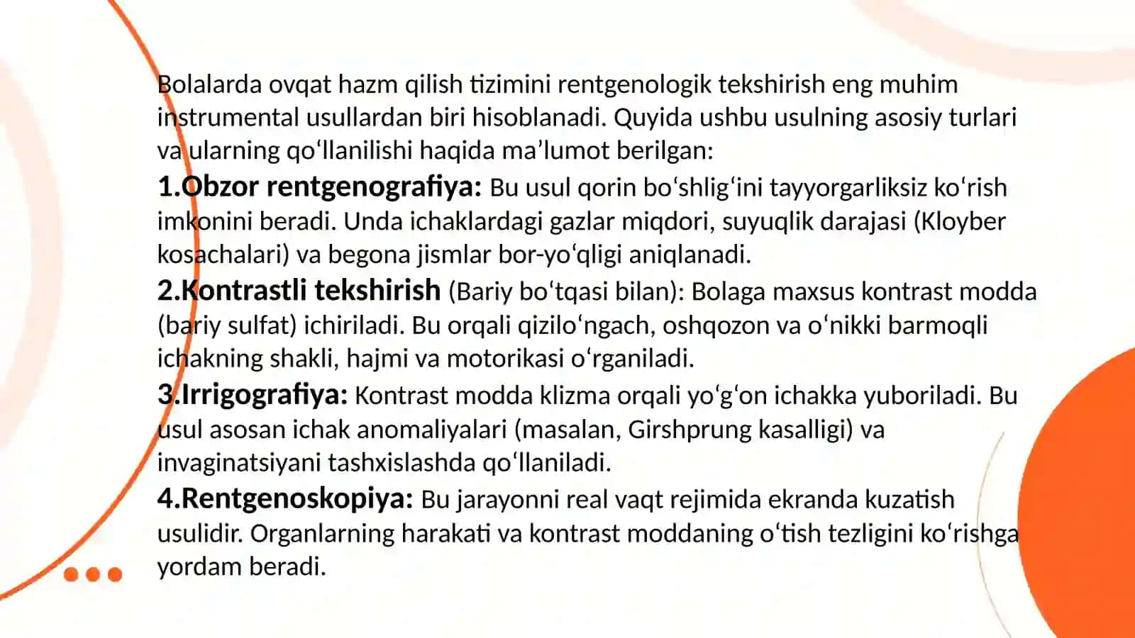 Bolalarda hazm tizimini instrumental tekshiruv usullari:rentgenologik, esafagogastroduodenoskopik, kolonoskopik 4