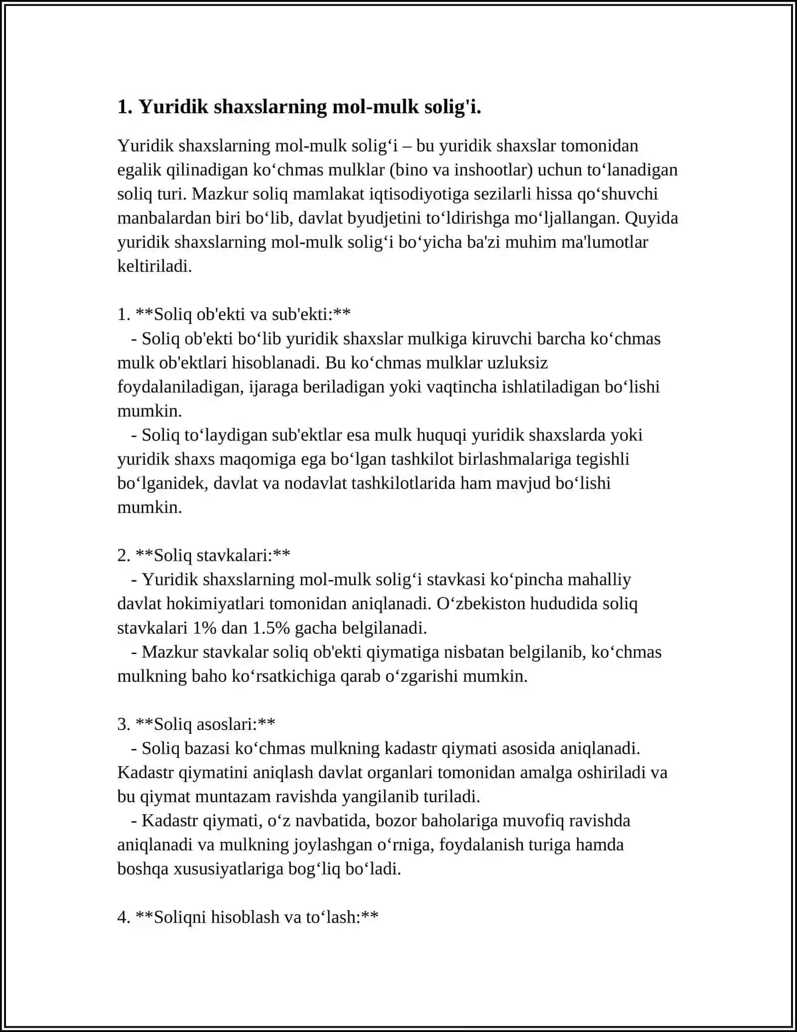 YURIDIK SHAXSLI KLAR MOLTAKCONFIGA SOLINADIGAN SOLIQ 4