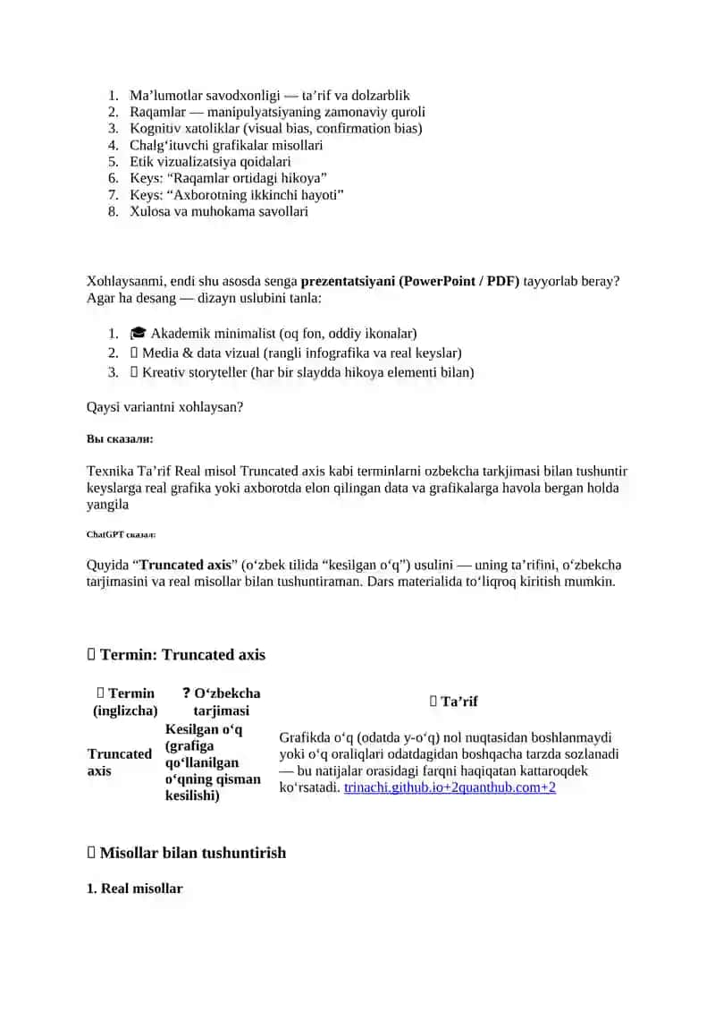 Ma’ruza 8: Ma’lumotlar savodxonligi (Data Literacy) 4