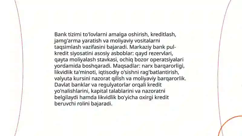 Bank tizimi. Davlatning iqtisodiyotdagi roli 4