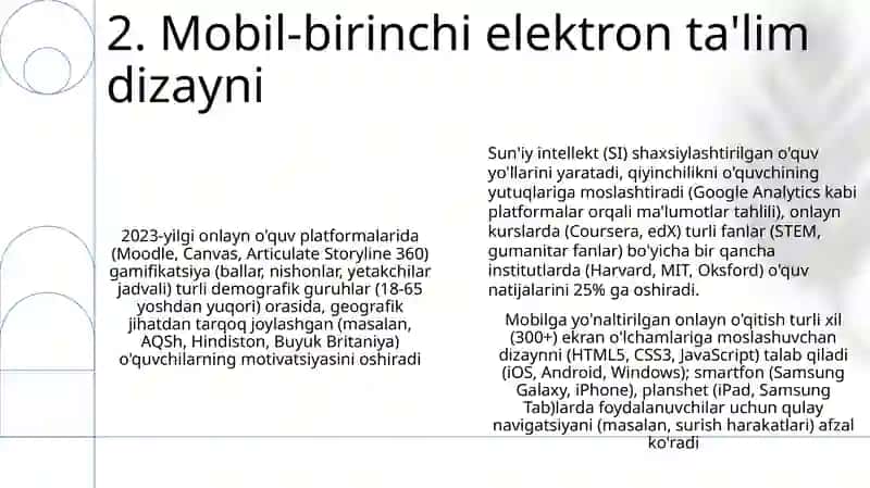 Elektron ta'lim rivojining yetakchi tendensiyalari 4