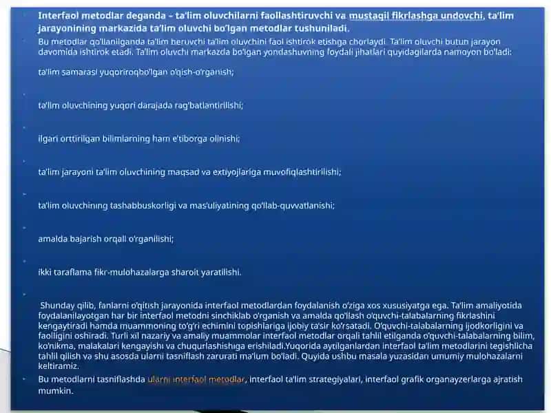 "TA’LIM MENEJMENTINI O‘QITISHDA INTERFAOL METODLARDAN FOYDALANISH YO‘LLARI" 4