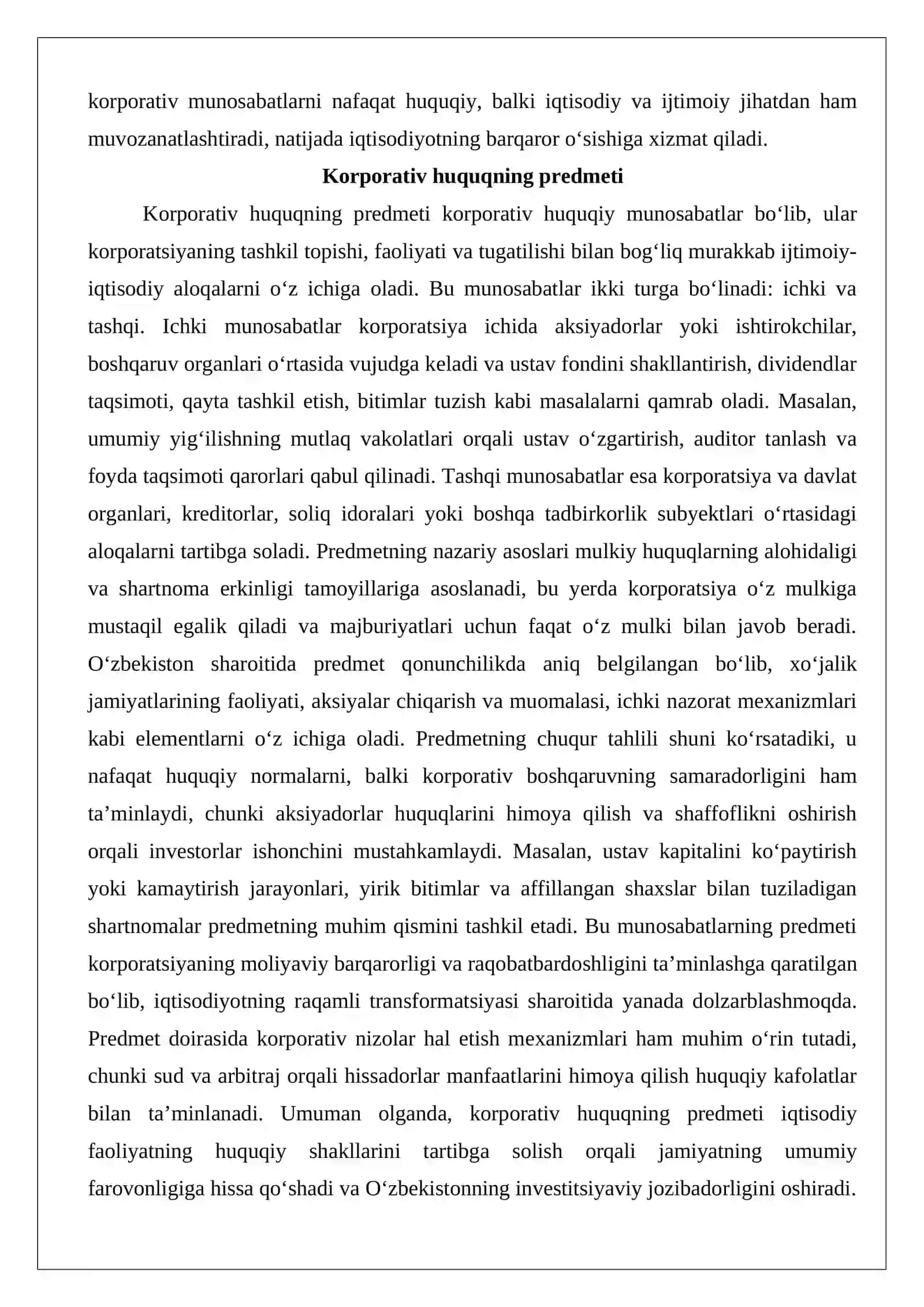 Korporativ huquq tushunchasi va uning belgilari 4