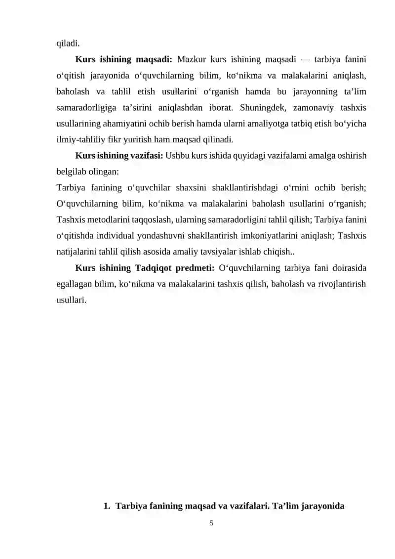 Tarbiya fanini oʻqitishda oʻquvchilarning bilim koʻnikma va malakalarni 4