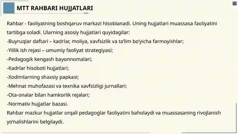 MAKTABGACHA TA’LIM TASHKILOTI XODIMLARINING ISH HUJJATLARI 4