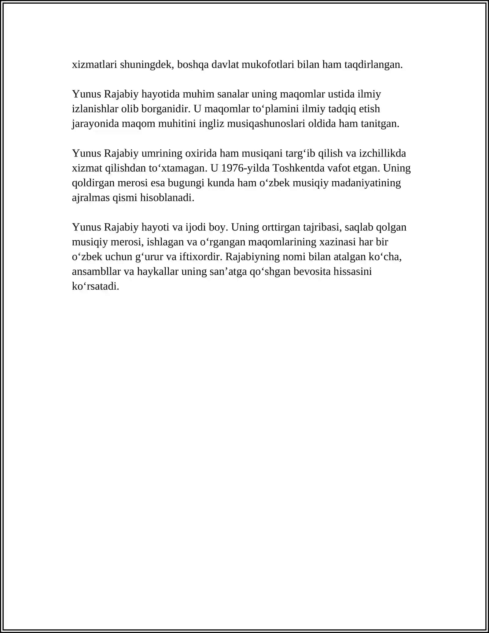 REFERAT Mavzu: YUNUS RAJABIY 4