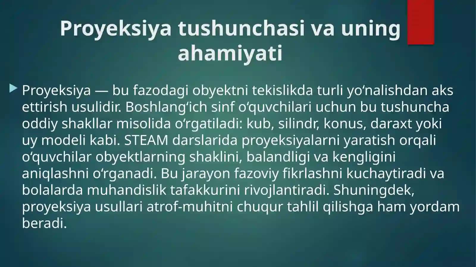 Turli burchak va proyeksiyalarda loyihalash 4