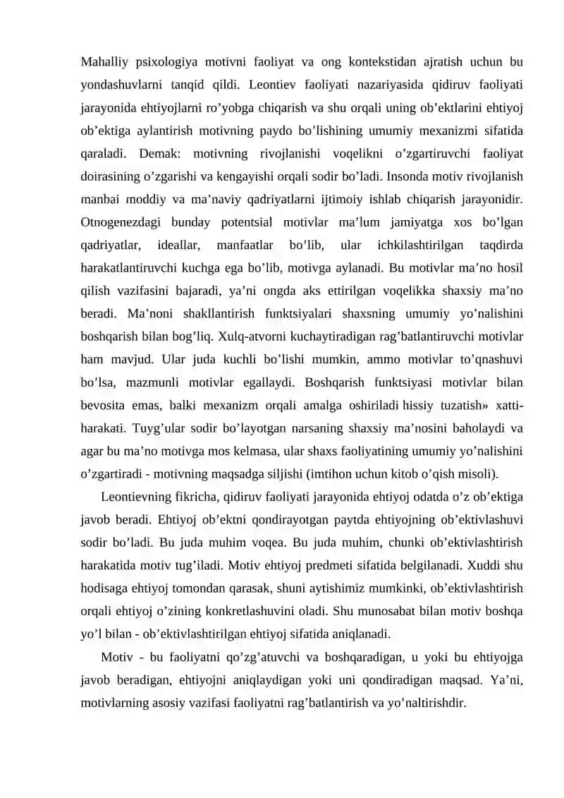 Shaxs rivojlanishining turli davrlarda motivatsion jarayonning ahamiyati 4