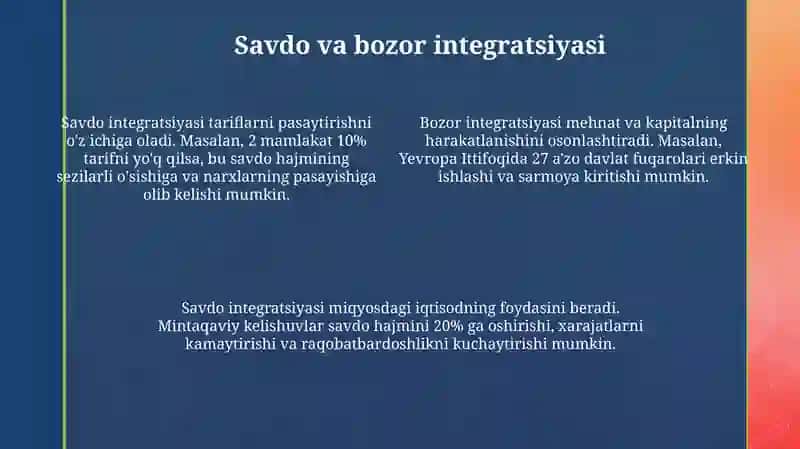 Xalqaro iqtisodiy integratsiya, uning ma'zmuni va shakllari 4