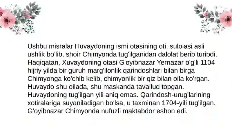 Xòjanazar Huvaydo hayoti 4