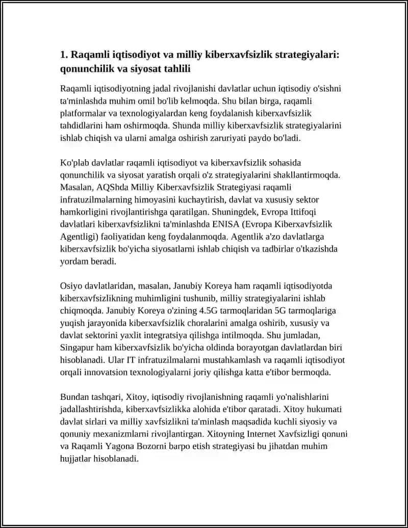 RAQAMLI IQTISODIYOT SHAROITIDA KIBERXAVFSIZLIKNING MILLIY VA XALQARO TAJRIBALARI 4