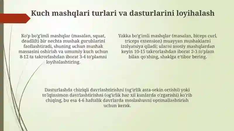 Kuch mashqlari usullarini hisobga olish 4