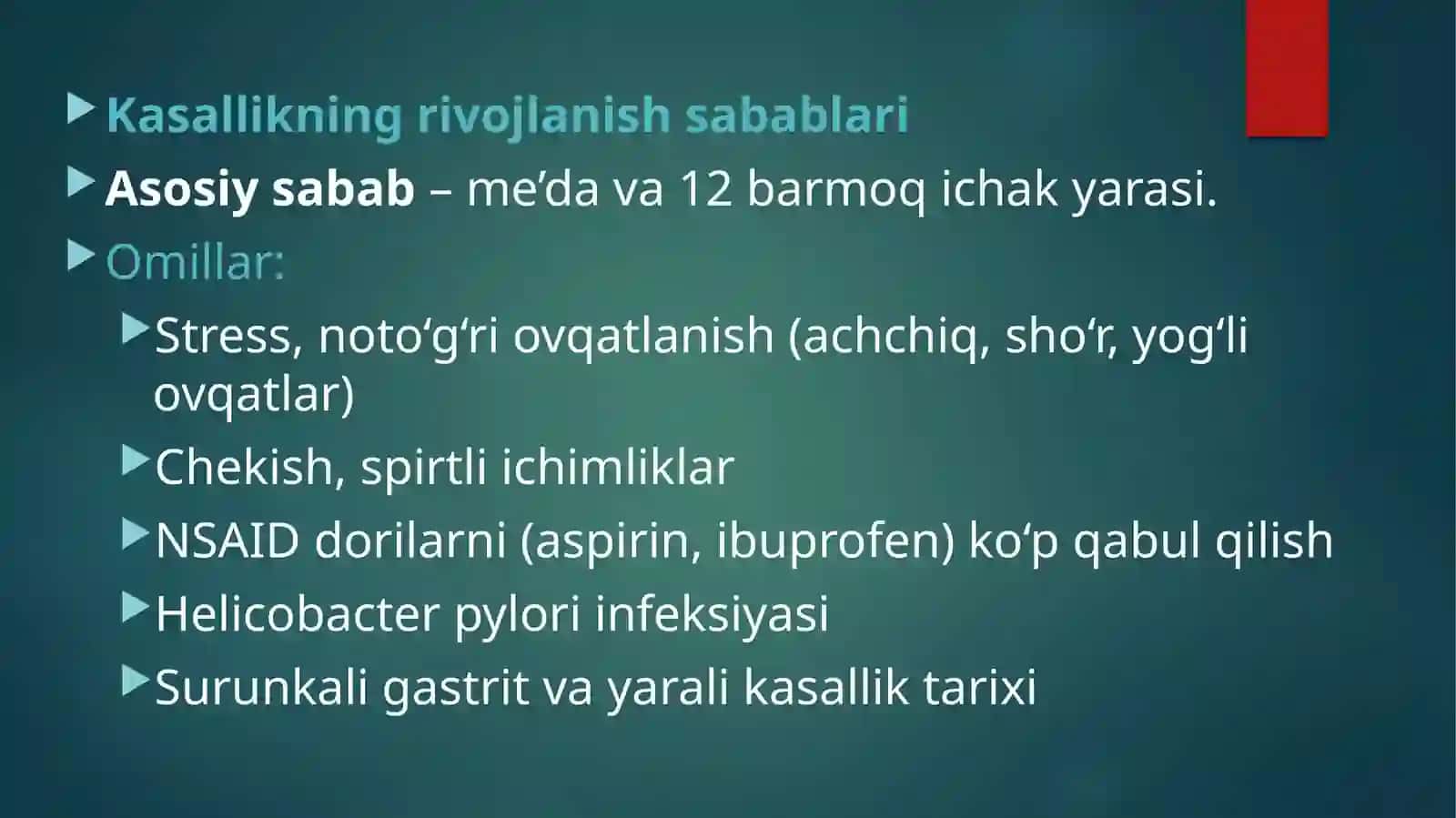O‘tkir qorinni stimullovchi kasalliklar 4