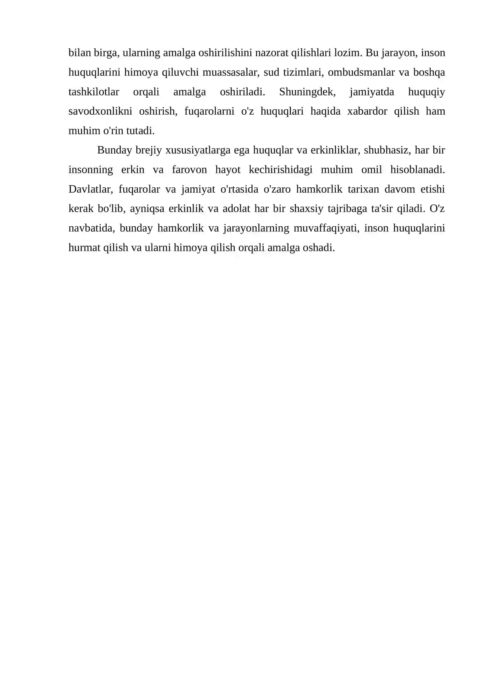 INSON VA FUQAROLARNING HUQUQLARI, ERKINLIKLARI VA ULARNING KAFOLATLARI 4