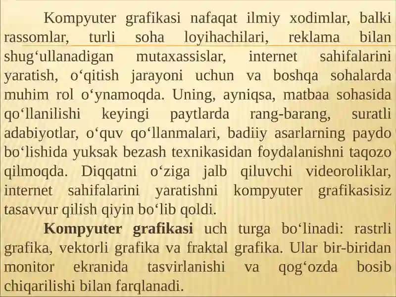 KOMPYUTER GRAFIKASI VA UNING TURLARI 4