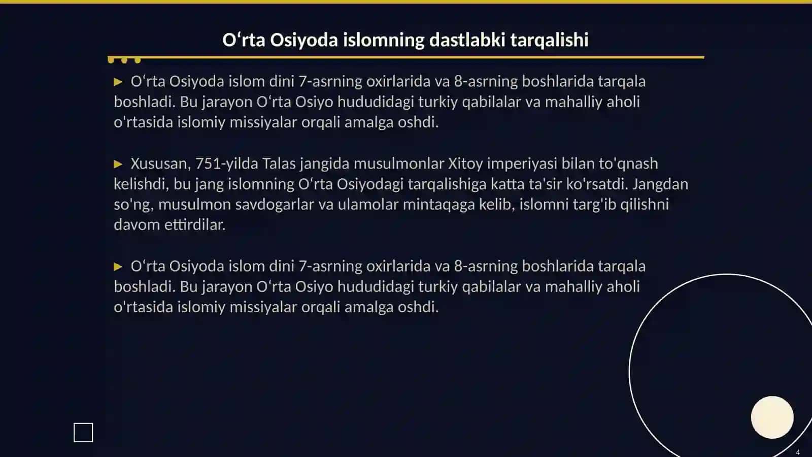 Oʻrta Osiyoda islom dinini tarqalishi 4