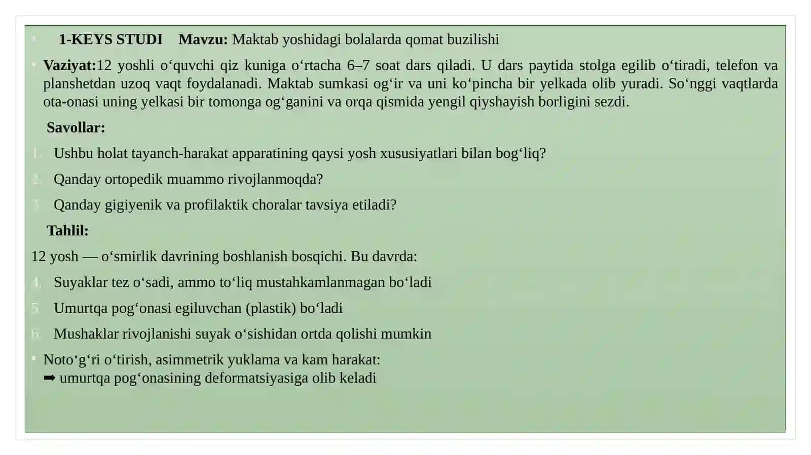 Maktab yoshidagi bolalarda qomat buzilishi 4