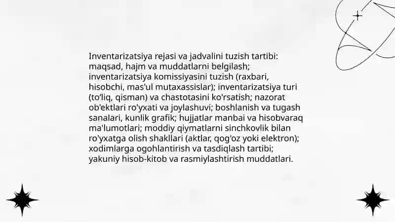 Qurilish tashkilotlarida materiallar inventarizatsiyasi xususiyatlari va uning natijalarining hisobi 4