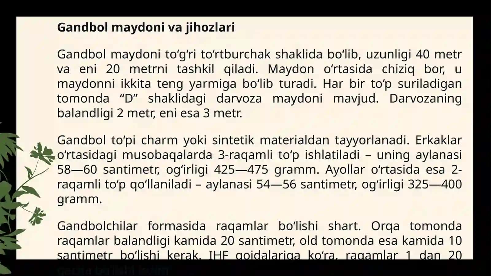 Gandbolda tayyorgarlik(Jismoniy tayyorgarlik,maxsus, texnik-taktik tayyorgarlik) turlari va tavsifi 4