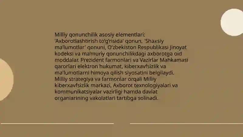 Oʻzbekistonda axborot xavfsizligining ma'naviy va huquqiy asoslari 4