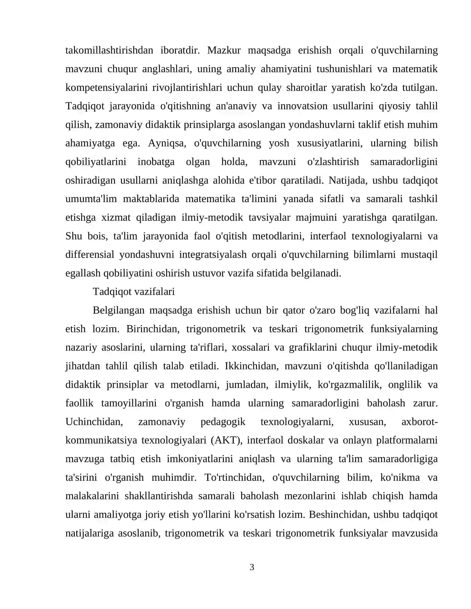 Trigonometrik funksiya va teskari trigonometrik funksiyalar mavzusini o`qitish metodikasi 4