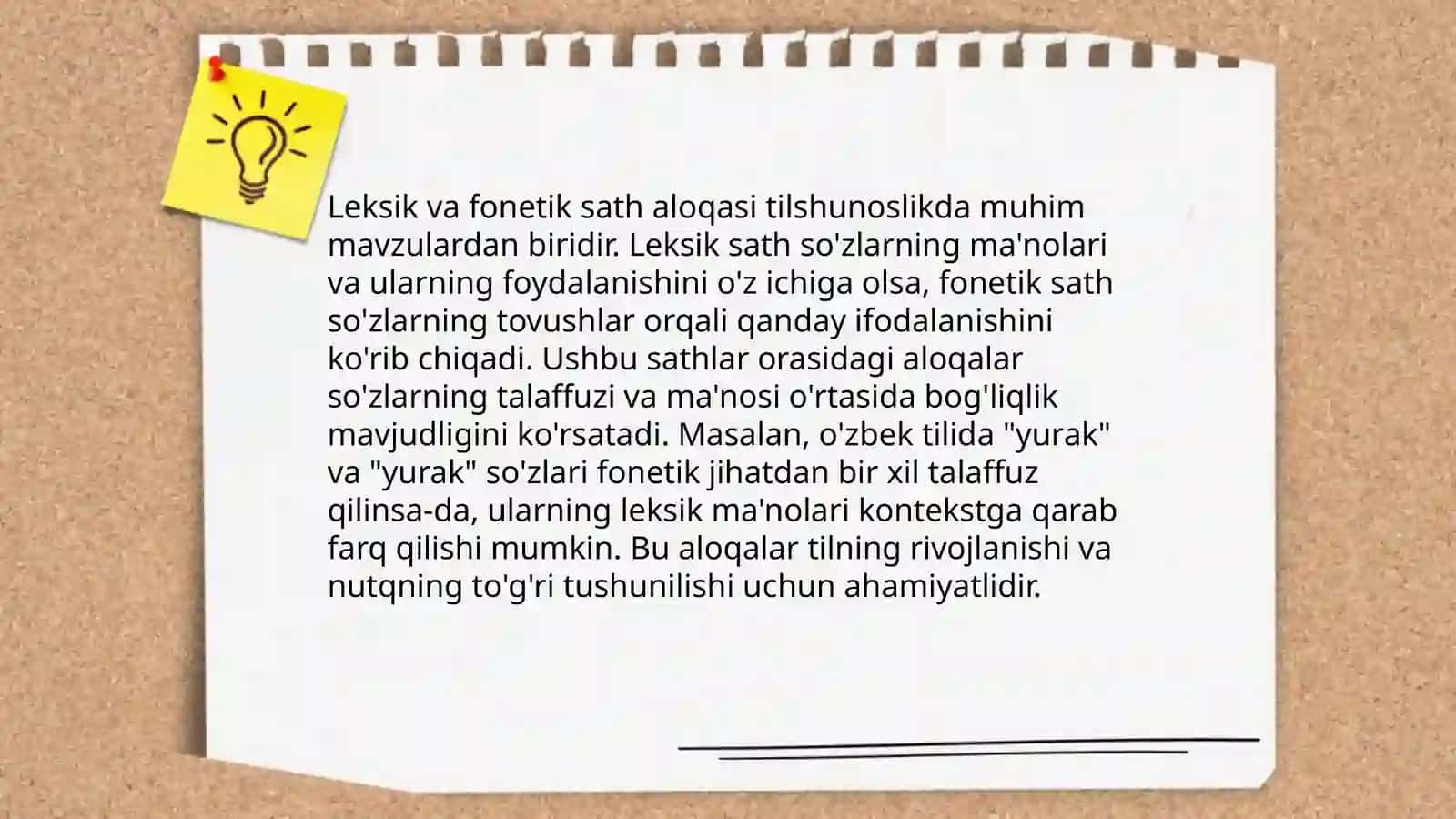 Leksik sathning boshqa sathlar bilan aloqadorligi 4