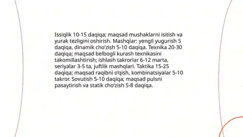 Belbogli kurash mashgʻulotlarini tashkillashtirish va oʻtkazish nazariyasi 4