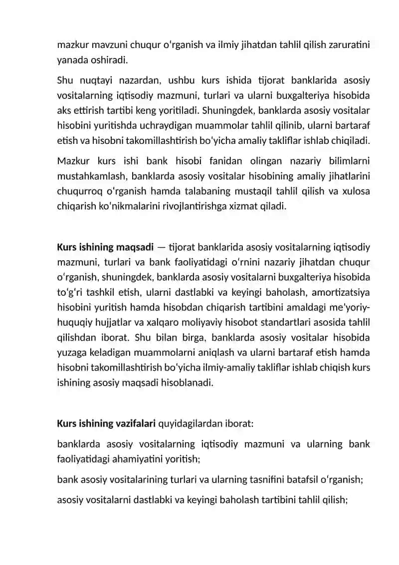 Bank asosiy vositalarining mazmuni, turlari va ularni hisobga olish 4