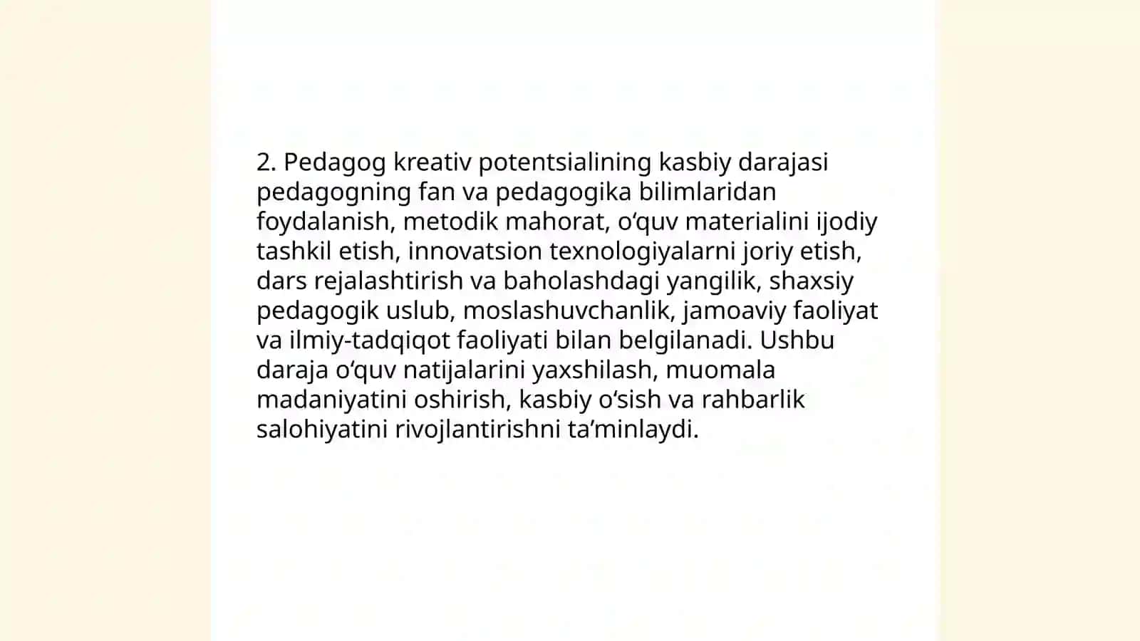 Pedagog kreativ potentsialining shaxsiy darajasi 4