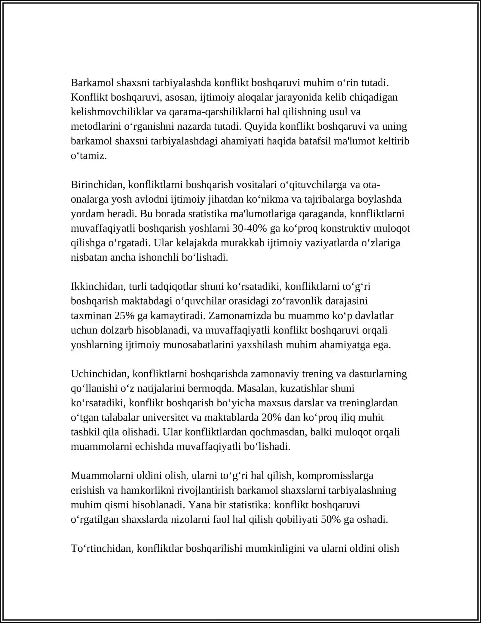 HOZIRGI KUNDA BARKAMOL SHAXSNI TARBIYALASHDA PEDAGOGIC KONFLIKTOLOGIYA FANINING AHAMIYATI 4