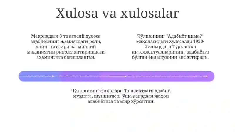 Choʻlponning,, Adabiyot nadurʼʼ maqolasi tahlili 4