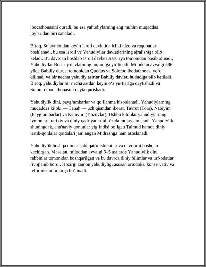 MILLIY DINLAR: YAHUDIYLIK 4