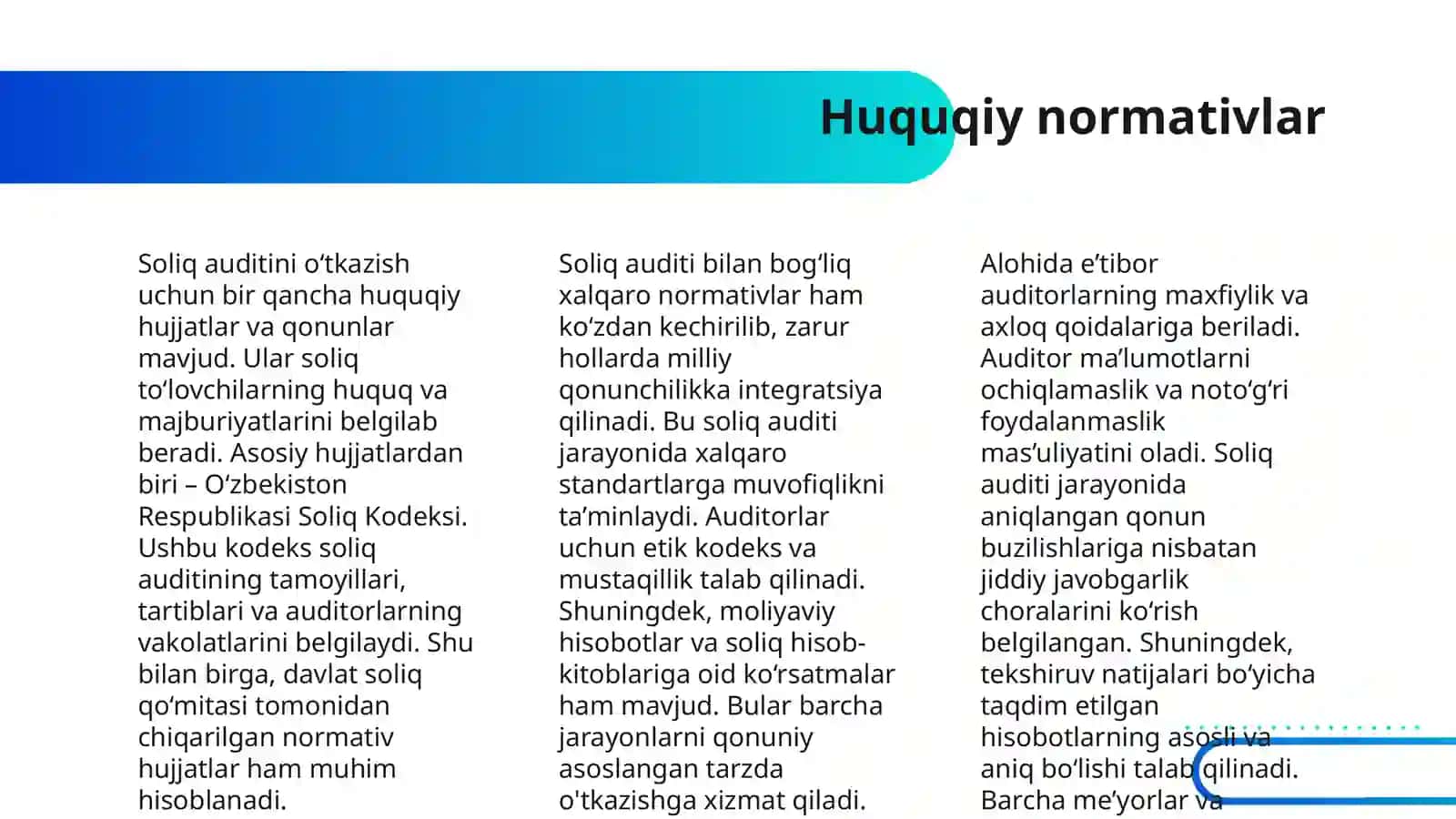 SOLIQ AUDITINI O‘TKAZISH TARTIBI 4