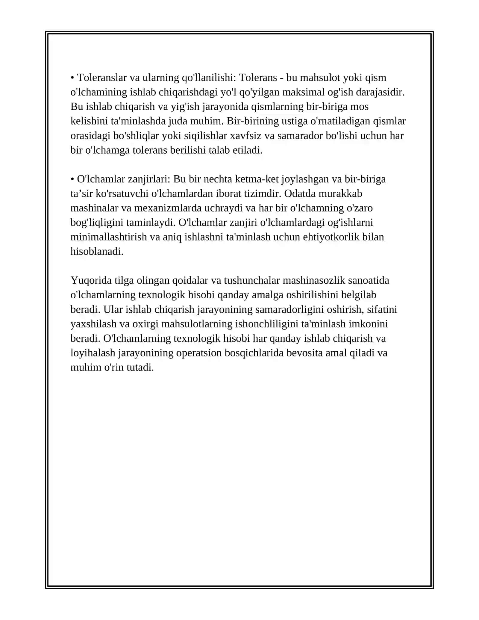 O'lchamlarning texnologik hisobi va uning mashinasozlikda qo'llanilishi 4
