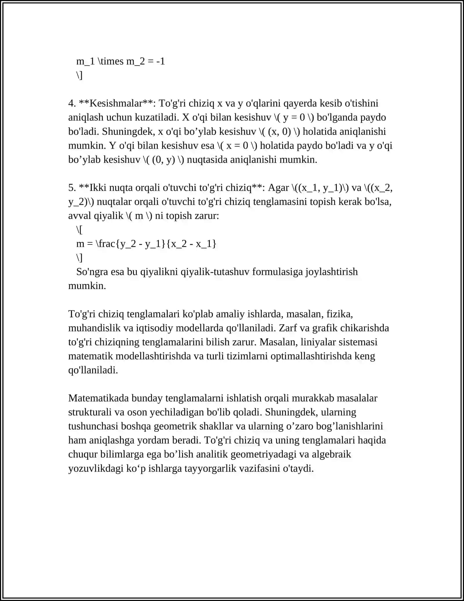 TO'G'RI CHIZIQLARNING PARALLEL VA PERPENDIKULYARLIK SHARTLARI 4
