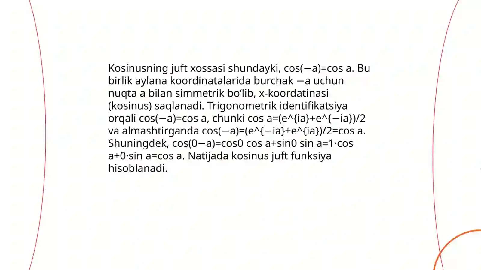 a va -a burchaklarning sinusi kosinusi tangensi va kotangensi 4