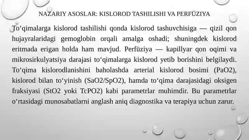 Toqimani kislorod bilan taminlanishini aniqlash usullari 4