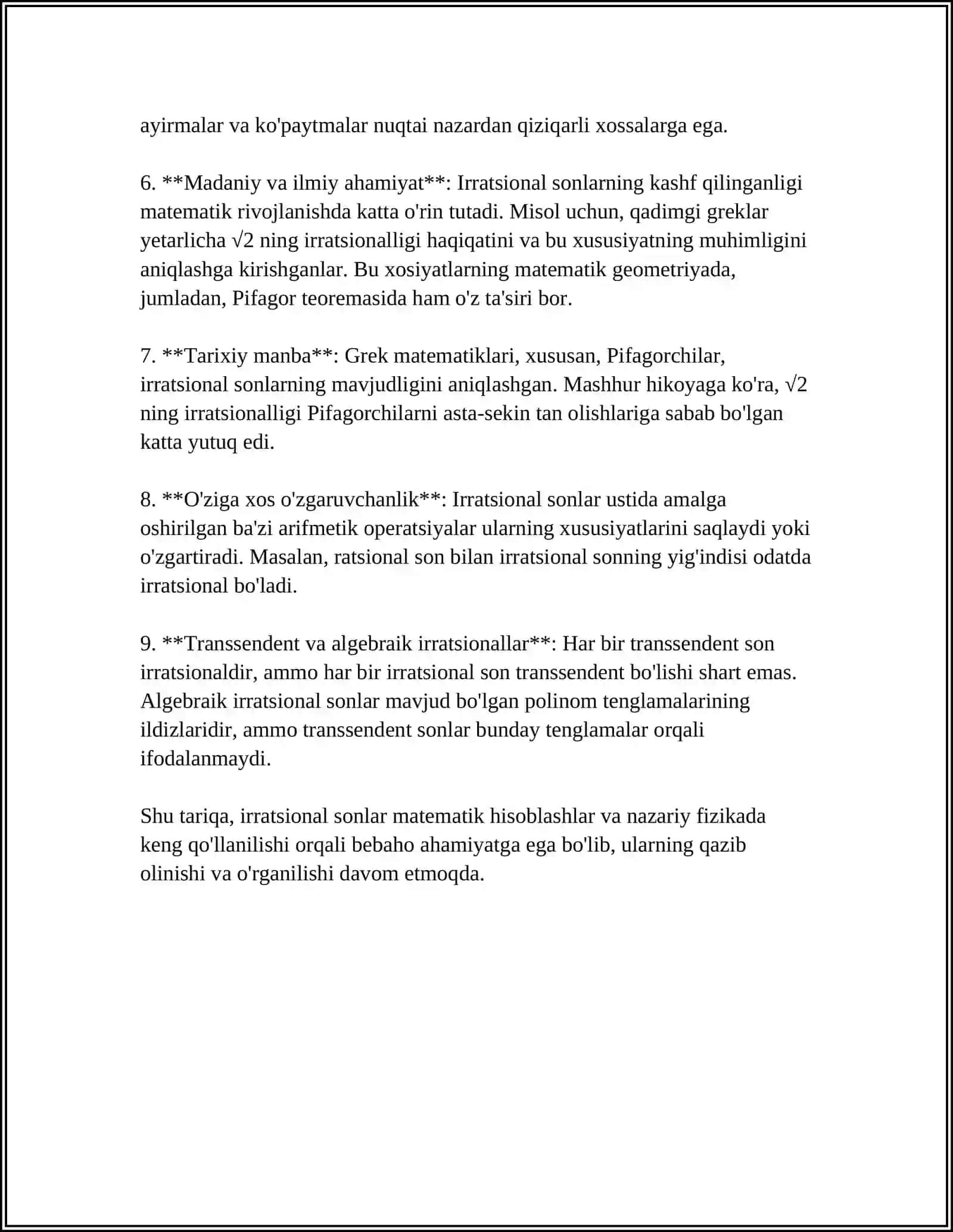 IRRATSIONAL SONLARNI TAQRIBIY HISOBLASH. HAQIQIY SONLARNI GEOMETRIK TASVIRI 4