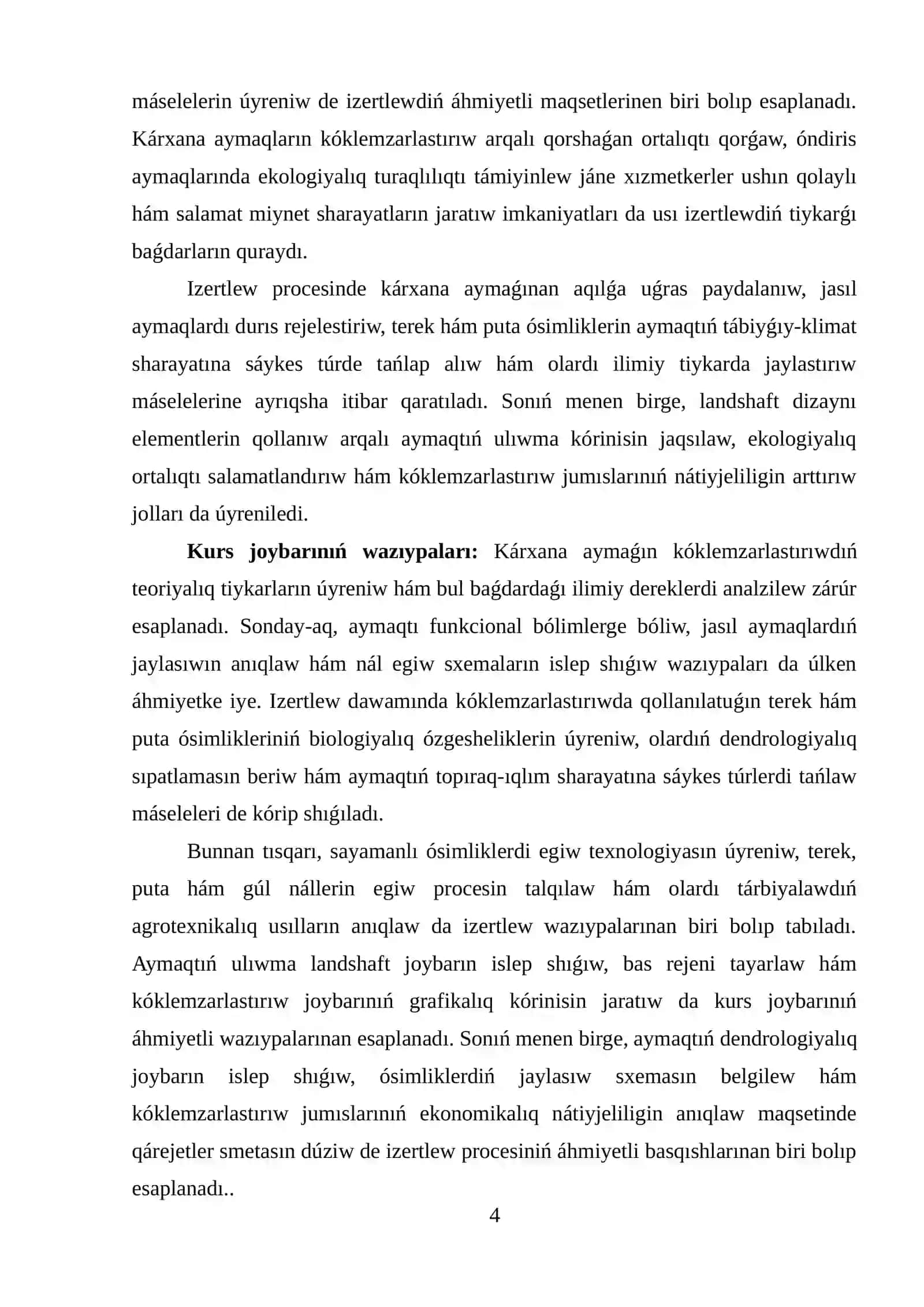 KÁRXANA AYMAǴINDA KÓKLEMZARLASTIRIW JOYBARIN ÁMELIY ISLEP SHIǴIW 4