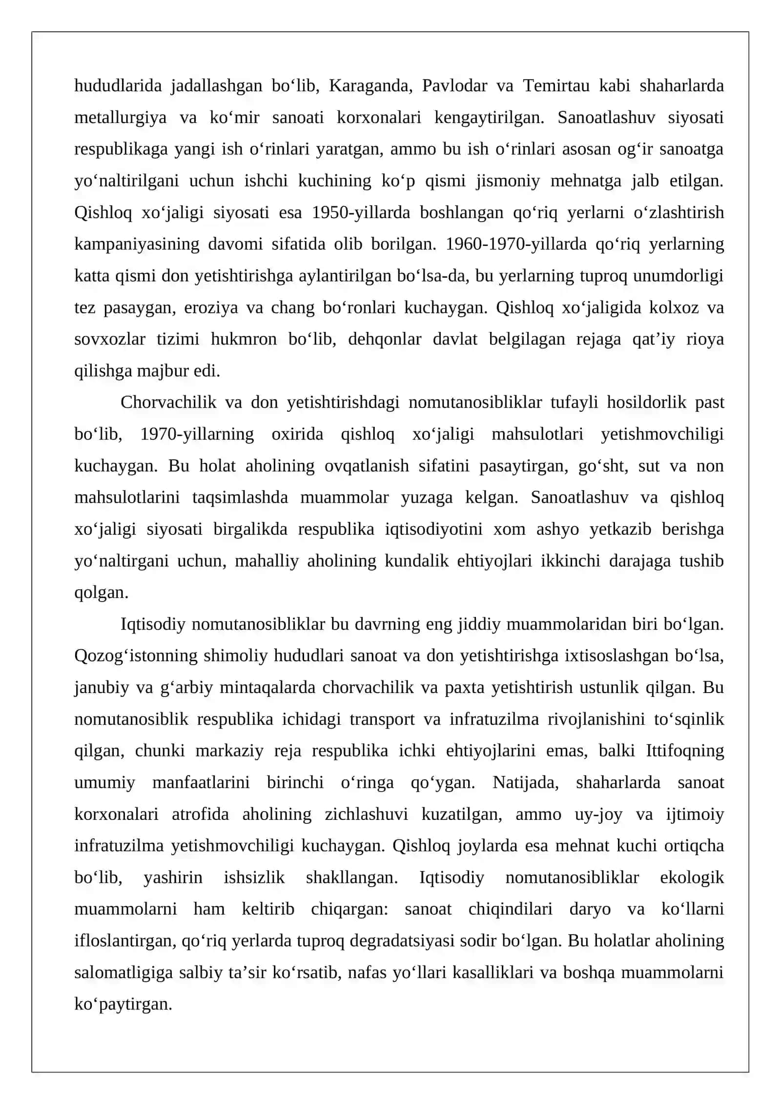 XX asrning 60-80 yillarida Qozog’istonda xalq turmishi:qiyinchiliklar va muammolar 4
