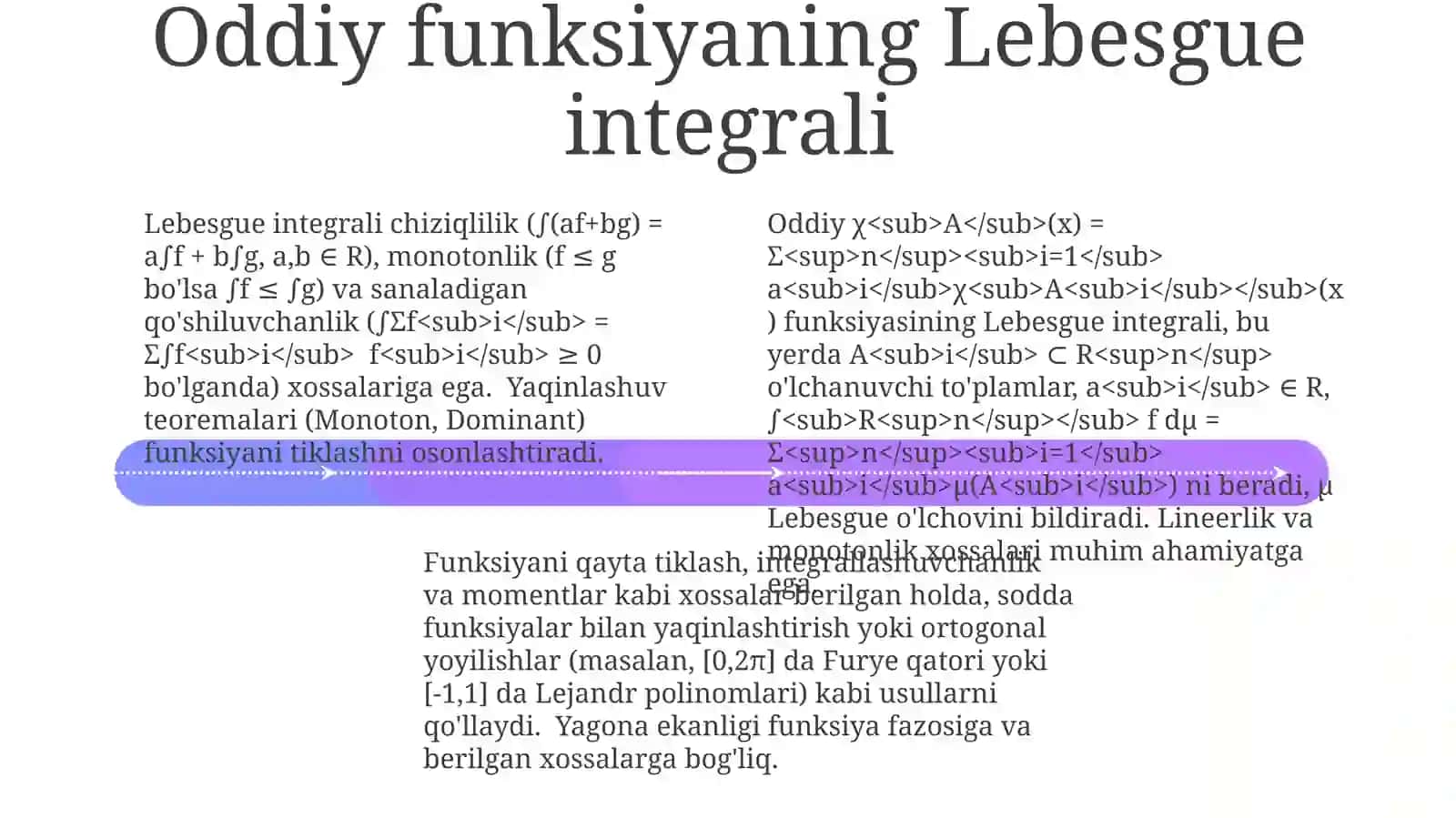 Lebesgue integrallashning xossalari 4